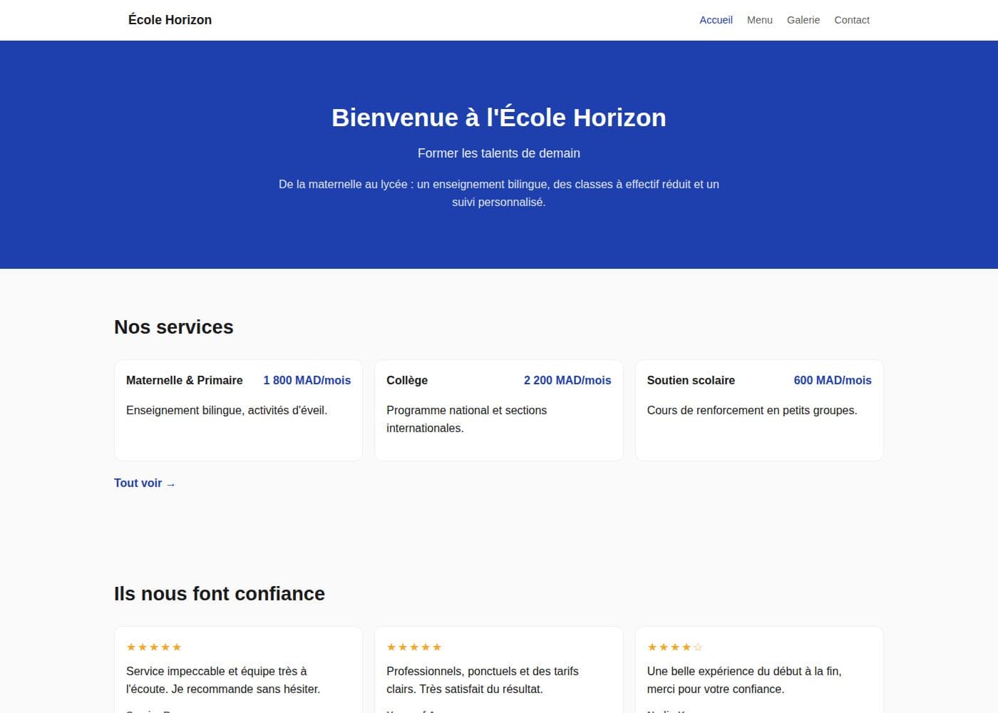 Aperçu du thème École & Centre de Formation