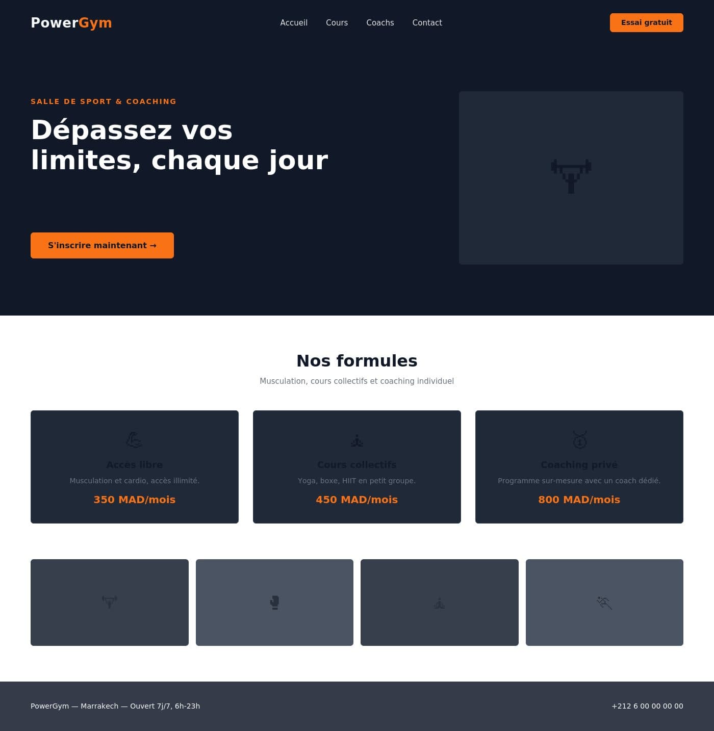Aperçu du thème Salle de Sport & Fitness