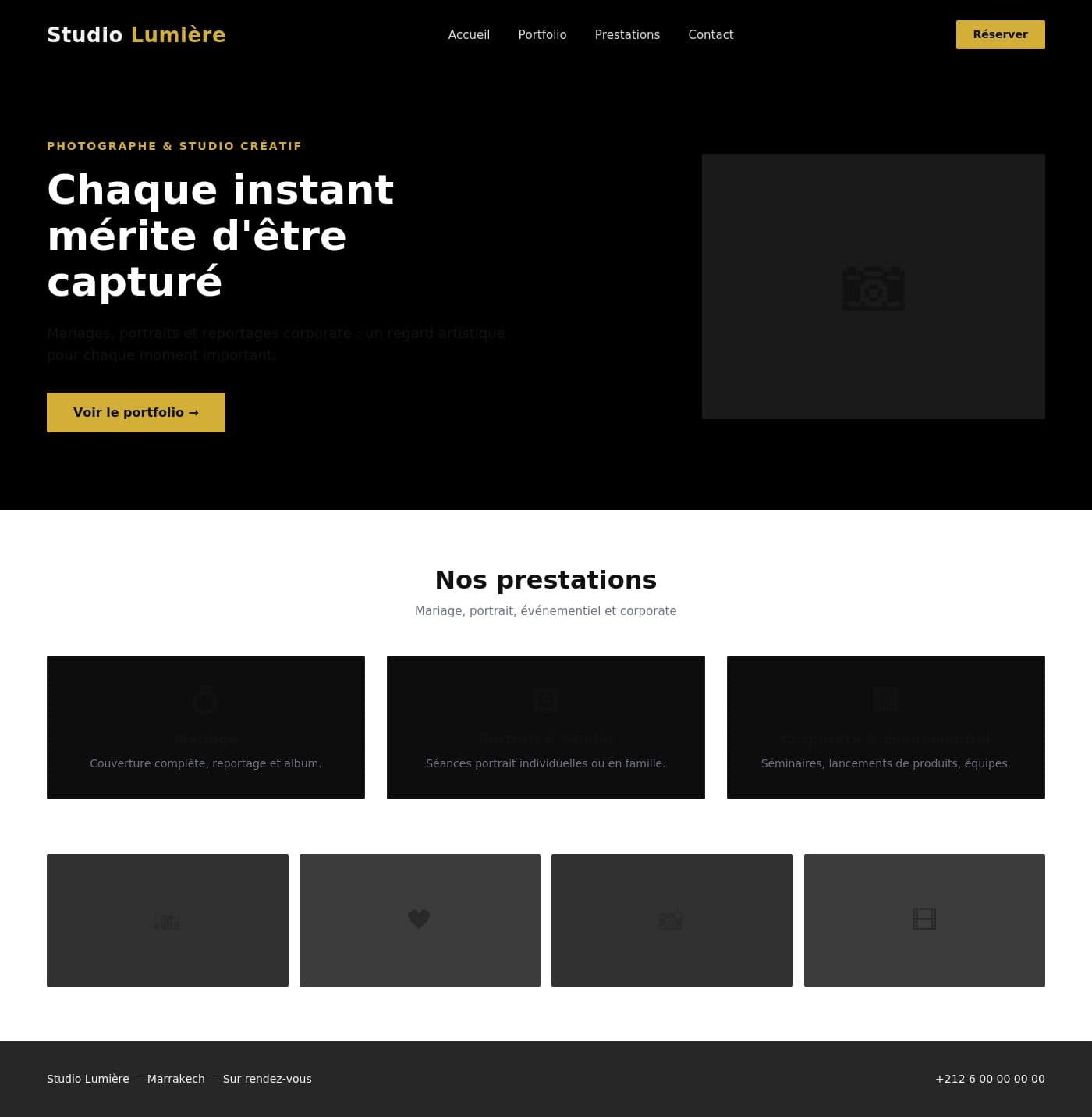 Aperçu du thème Photographe & Studio Créatif